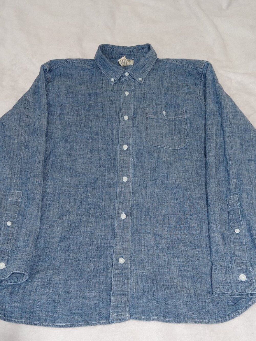 LL Bean Shirt Mens L Blue Denim Button Down Traditional Fit Chambray Outdoors - Picture 8 of 12